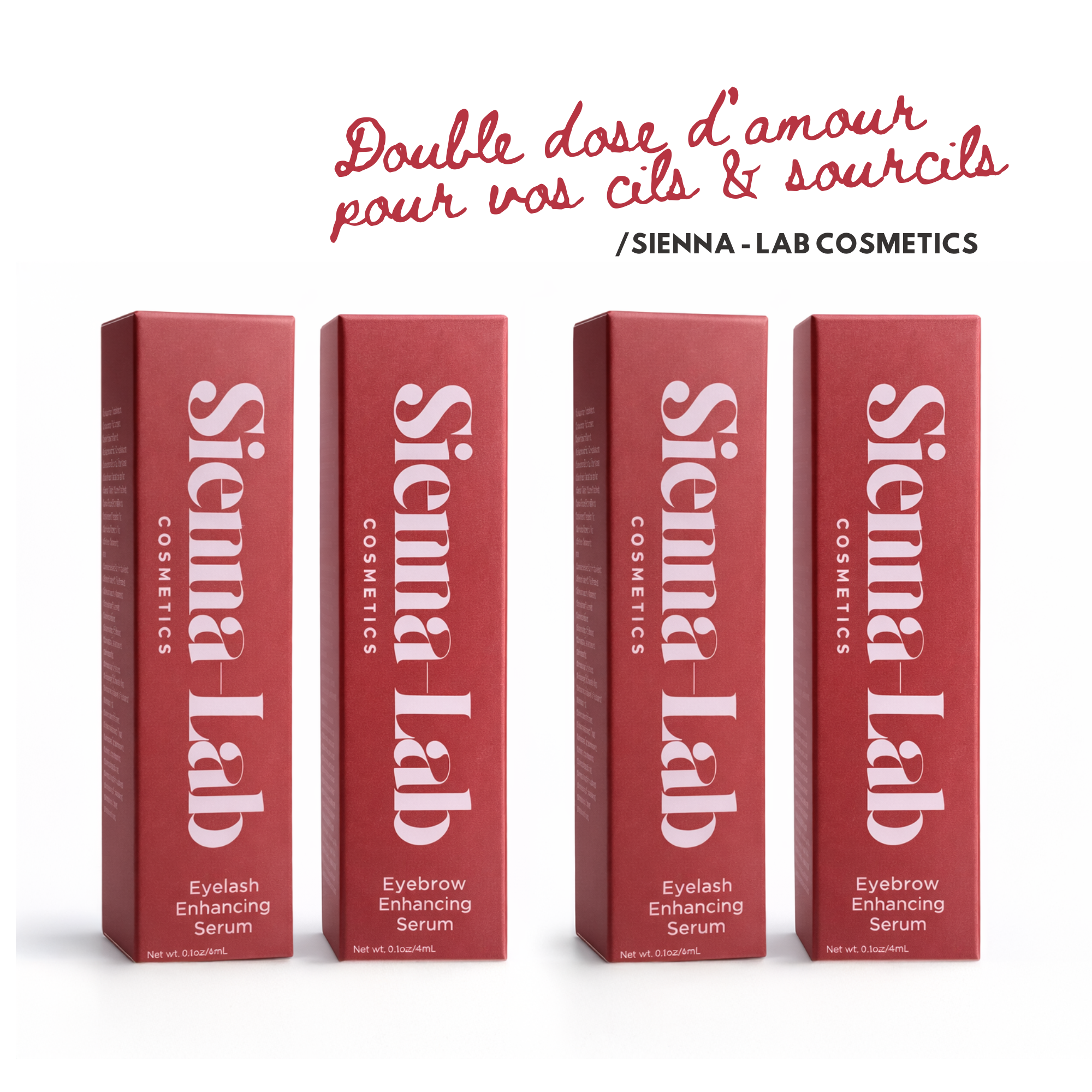 Pack 4 Sérums Pousse CILS & SOURCILS, Sienna-Lab